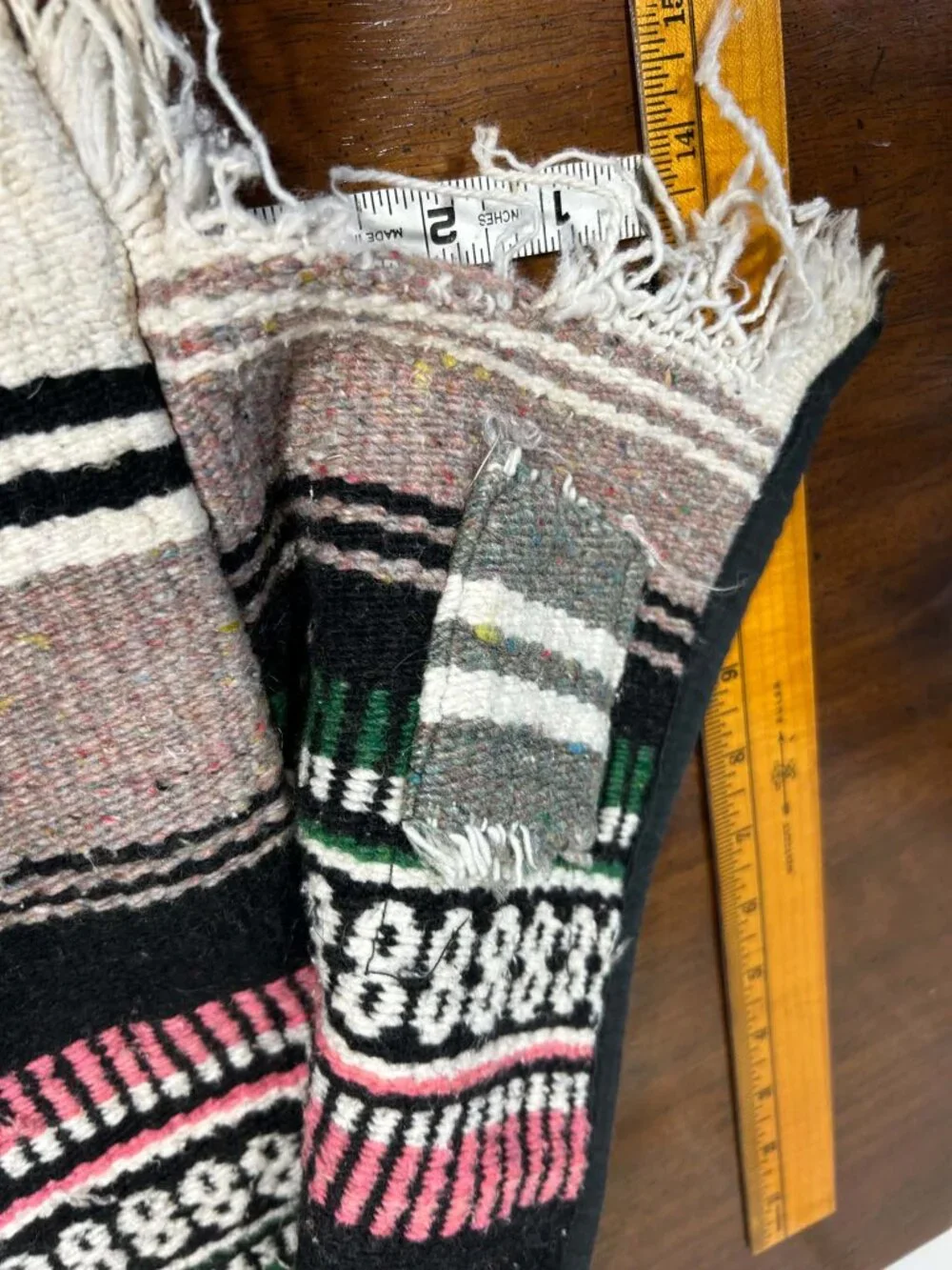 Vintage Kids Mexican Serape Blanket Vest Fringed Open Front